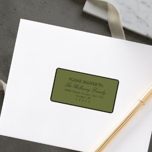 Elegant Script Dark Green Formal Wedding Label