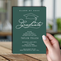 Elegant Script Dark Green Graduation