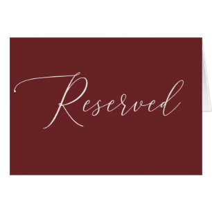 Elegant Script Deep Wine Red Reserved Wedding Sign