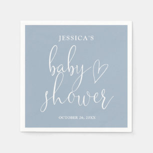 Elegant Script Dusty Blue Baby Shower Napkin