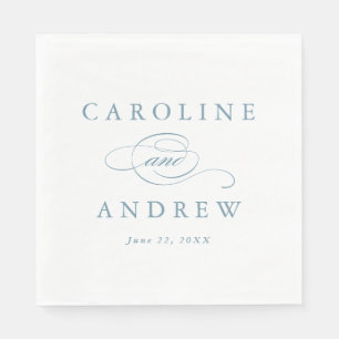 Elegant Script Dusty Blue Wedding Napkin