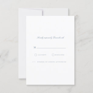 Elegant Script Dusty Blue & White RSVP Card
