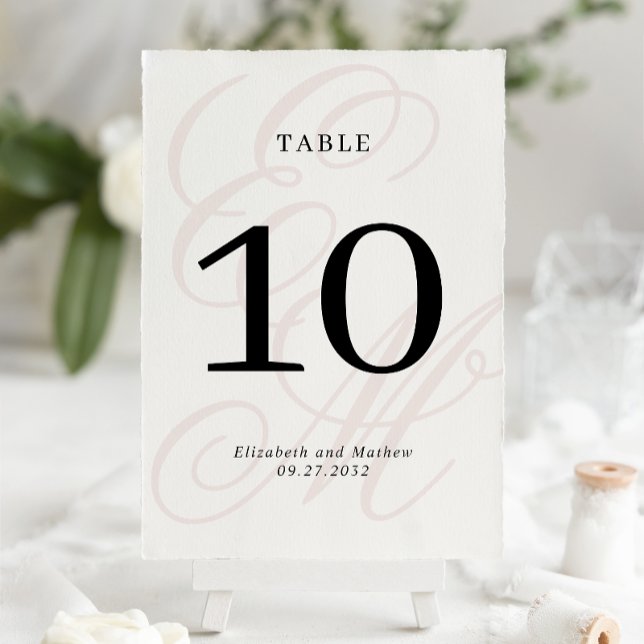 Elegant Script Dusty Pink Monogram Wedding Table Number (Creator Uploaded)