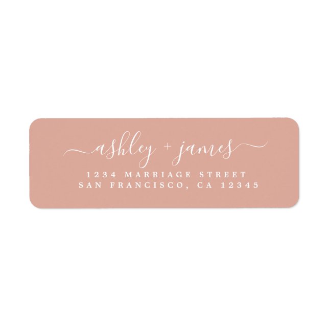 Elegant Script Dusty Pink Wedding Return Address L (Front)