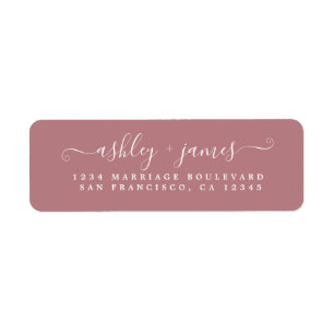 Elegant Script Dusty Rose Wedding Return Address