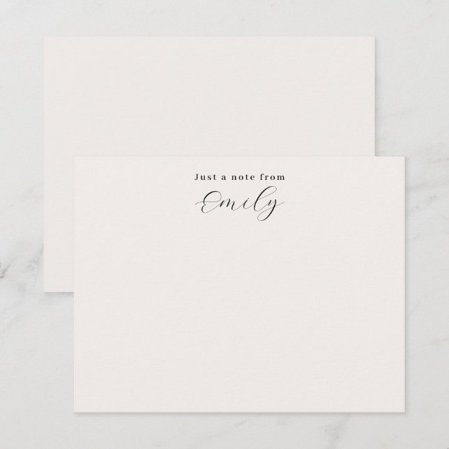 Elegant Script Ecru Personalised Flat Card (Front/Back)
