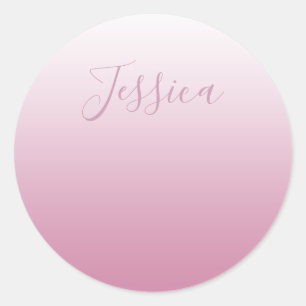 Elegant Script & Editable Pink (any colour) Ombre Classic Round Sticker