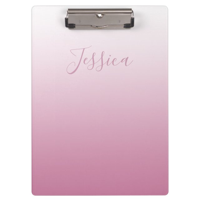 Elegant Script & Editable Pink (any colour) Ombre Clipboard (Front)
