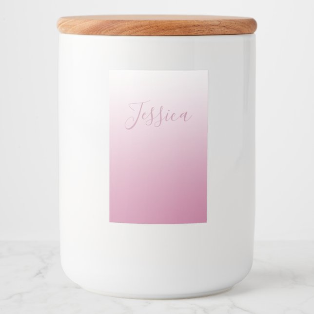 Elegant Script & Editable Pink (any colour) Ombre Food Label (Front)