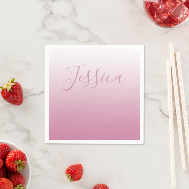 Elegant Script & Editable Pink (any colour) Ombre Napkin (Insitu)