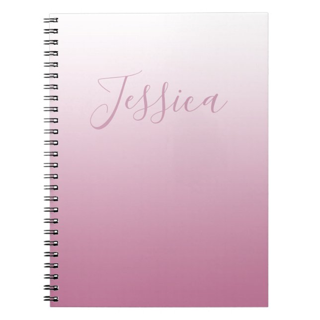 Elegant Script & Editable Pink (any colour) Ombre Notebook (Front)