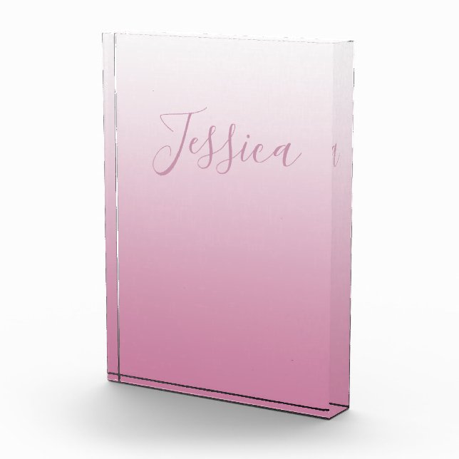 Elegant Script & Editable Pink (any colour) Ombre Photo Block (Right)