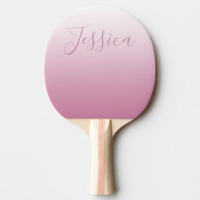 Elegant Script & Editable Pink (any colour) Ombre Ping Pong Paddle (Front)