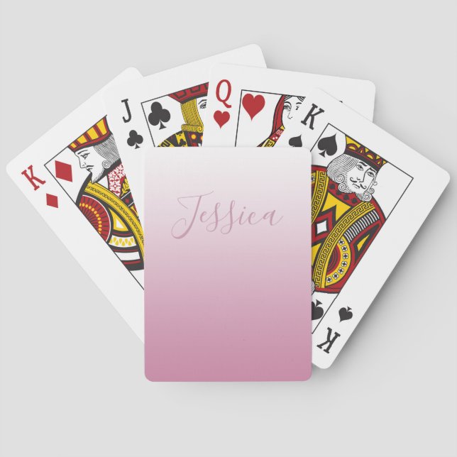 Elegant Script & Editable Pink (any colour) Ombre Playing Cards (Back)
