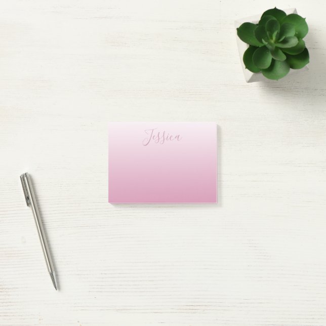 Elegant Script & Editable Pink (any colour) Ombre Post-it Notes (Office)