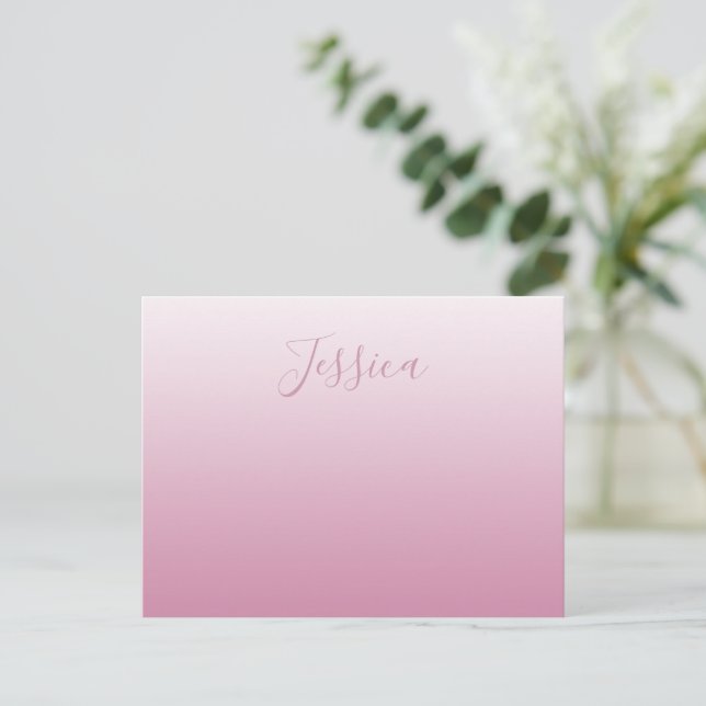 Elegant Script & Editable Pink (any colour) Ombre Postcard (Standing Front)