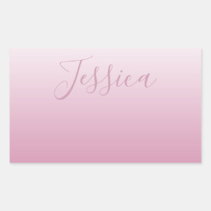 Elegant Script & Editable Pink (any colour) Ombre Rectangular Sticker
