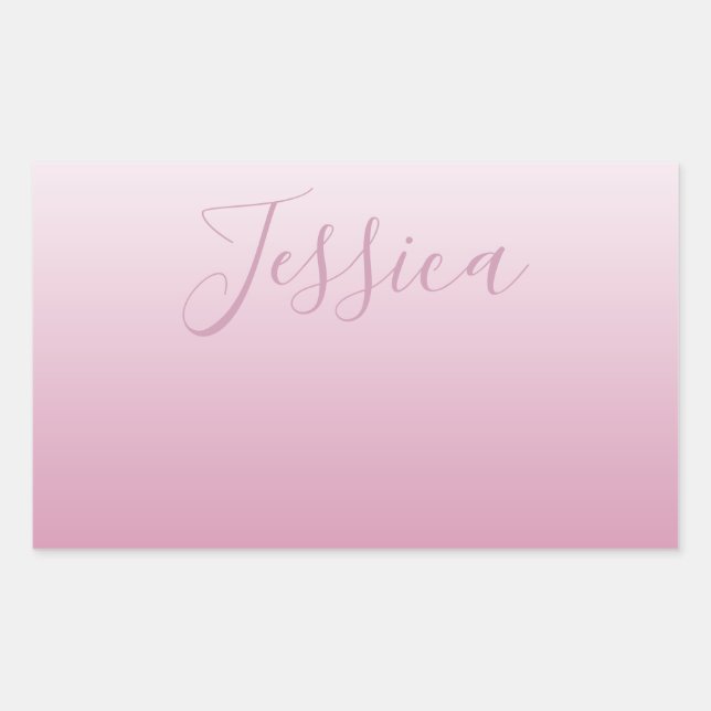Elegant Script & Editable Pink (any colour) Ombre Rectangular Sticker (Front)