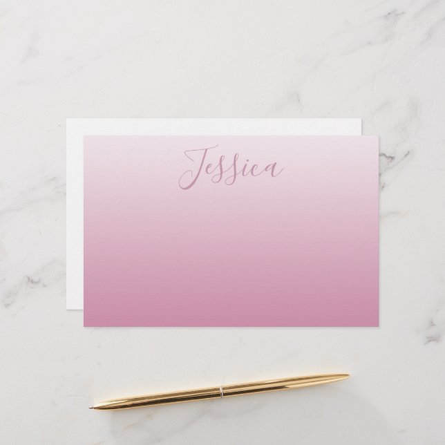 Elegant Script & Editable Pink (any colour) Ombre Stationery (Front/Back In Situ)