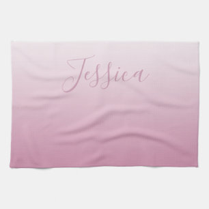 Elegant Script & Editable Pink (any colour) Ombre Tea Towel