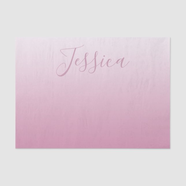 Elegant Script & Editable Pink (any colour) Ombre Tissue Paper (Front)