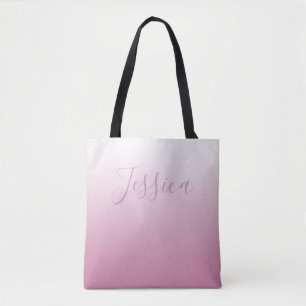 Elegant Script & Editable Pink (any colour) Ombre Tote Bag
