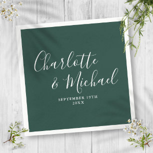 Elegant Script Emerald Green Minimalist Napkin