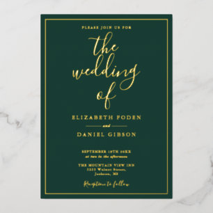 Elegant Script Emerald Green Wedding Gold