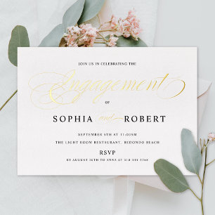 Elegant Script Engagement Party Gold