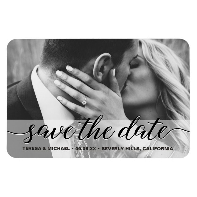 Elegant script engagement Photo Custom Magnet (Horizontal)