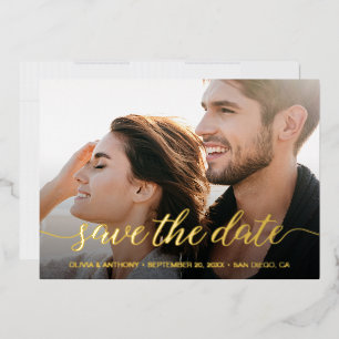 Elegant Script Engagement Photo Save the date