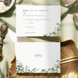 Elegant Script  Eucalyptus Foliage Wedding RSVP
