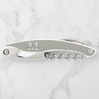 Elegant Script Evergreen Fog Monogram Kitchen