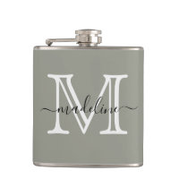 Elegant Script Evergreen Fog Monogram Kitchen