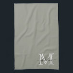 Elegant Script Evergreen Fog Monogram Tea Towel<br><div class="desc">Elegant Script Evergreen Fog Monogram kitchen towel</div>