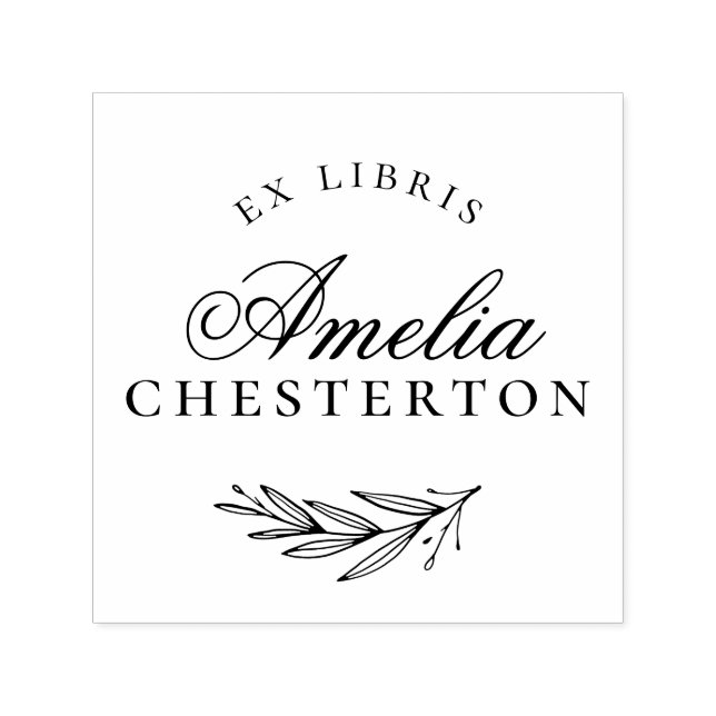 Elegant Script Ex Libris | Custom Modern Bookplate Self-inking Stamp (Design)