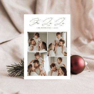 Elegant Script Fa La La Christmas 4 Photo Holiday Card