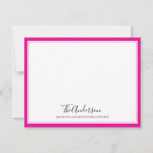 Elegant Script Family Hot Pink Square Border Card