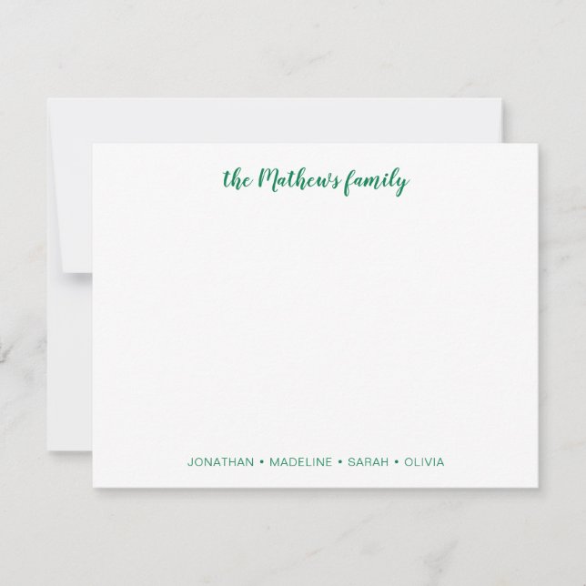 Elegant Script Family Last Name Forest Green Card (Front)