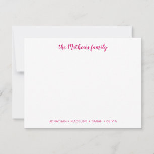 Elegant Script Family Last Name Magenta Hot Pink Card