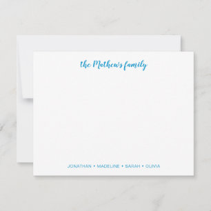 Elegant Script Family Last Name Ocean Blue Card