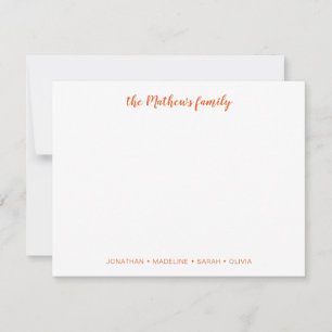 Elegant Script Family Last Name Orange Card