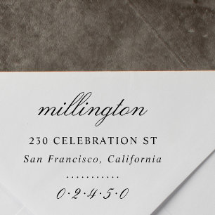 Elegant Script Family Name & Return Address Formal Rubber Stamp