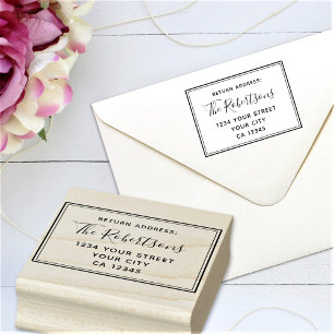 Elegant Script Family Name Return Address Rubber Stamp