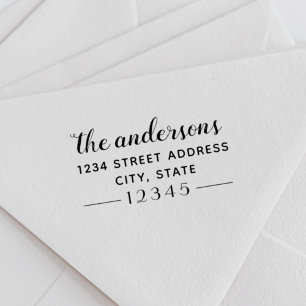 Elegant Script Family Name Return Address Self-inking Stamp