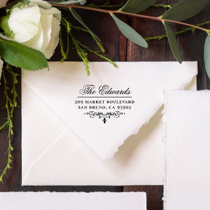 Elegant Script Family Name Vintage Return Address Self-inking Stamp