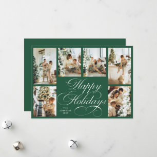 Elegant Script & Family Photo Collage Christmas Holiday Card