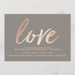Elegant Script Faux Foil Love Invitation