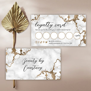 Elegant Script Faux Gold Marble Beauty Salon Loyalty Card