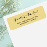 Elegant Script Faux Gold Wedding Return Address<br><div class="desc">Create your own custom,  personalised,  elegant modern black and golden yellow return address label. Simply enter the bride & groom's / wife & husband's names,  and address. Elegant return address labels for use on wedding,  marriage anniversary,  birthday,  bridal shower,  baby shower,  holidays,  or any other special occasion related mailings.</div>